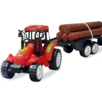 Wooden Farm Vehicle Toy - Tractor and Log Hauler for Toddlers