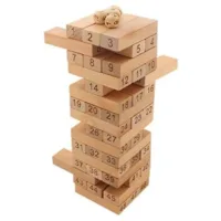 Zubblo Wooden Number Block Stacking Tower Game – 48 Pcs Classic Style Wooden Puzzle Blocks for Kids & Adults | Indoor Tumbling Toy for Family Fun, Party & Brain Teasing Game
