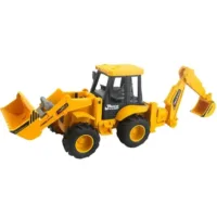 Zubblo Die-Cast Backhoe Loader Toy – Pull Back JCB Excavator Construction Vehicle for Kids | Realistic Metal Digger Truck Model | Yellow Backhoe Toy Car (17 x 8 x 12 cm) | Birthday Toy